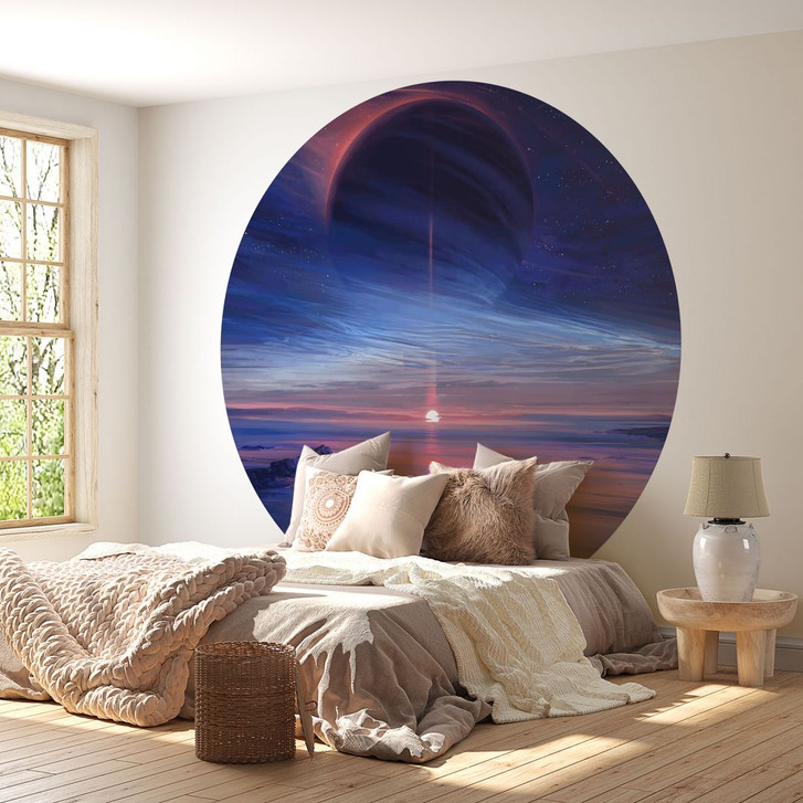 Fototapete Landschaft mit Erde und Galaxie - Rund - Aenami - Selbstklebend/Vlies - WA467705