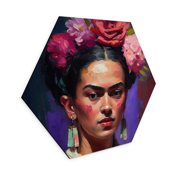 Hexagon Wandbild Treechild - Portrait von Frida Kahlo - Alu-Dibond - WA394431