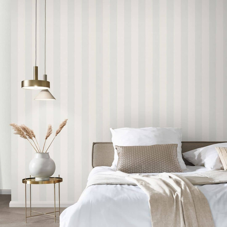 PVC-freie Vliestapete mit Streifen und Metallic-Effekt in weiss, silber - WA397603