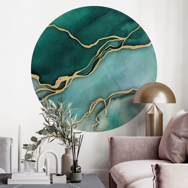 Wandtattoo Marmor in Gold-grün - Haase - Rund - WA412774
