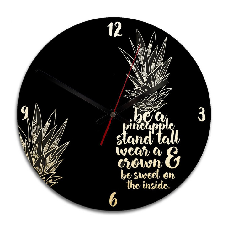 Wanduhr Alu-Dibond-Goldeffekt - Be a pineapple negativ - Ø 28cm - WA243295