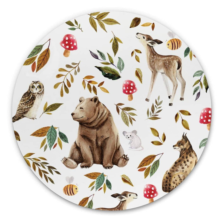 Alu-Dibond UN Designs - Kunterbunt im Wald - Rund - WA314037