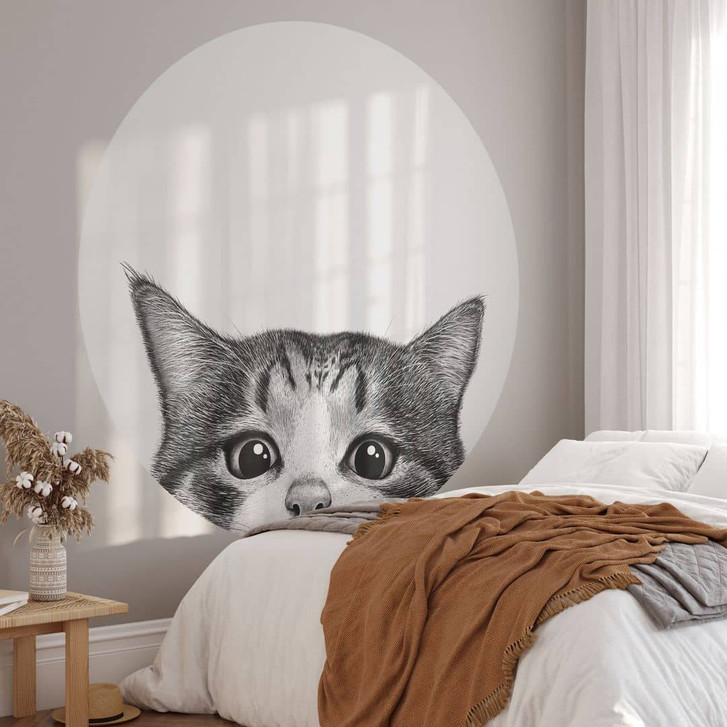 Fototapete Neugierige Katze - Korenkova - Rund - Selbstklebend/Vlies - WA434293