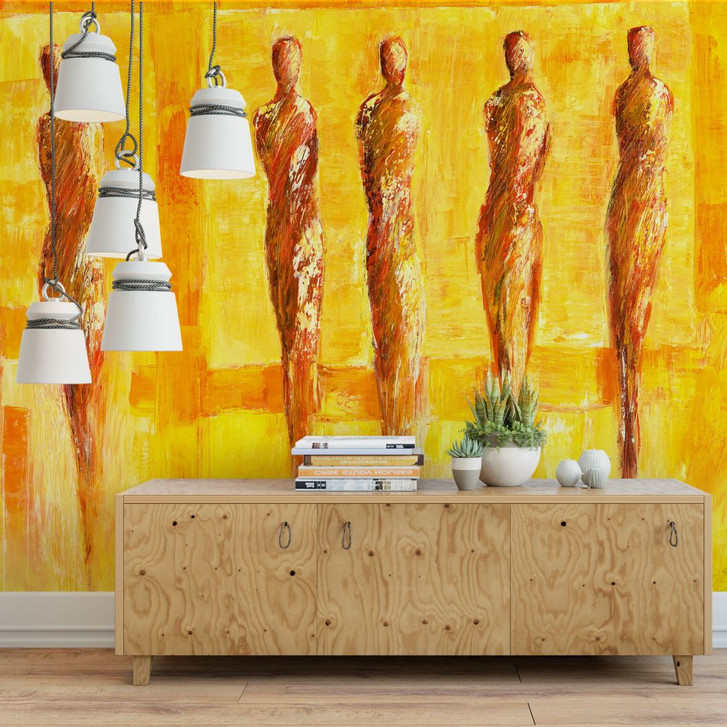 Fototapete Schüssler - Fünf Figuren in Gelb - WA227479