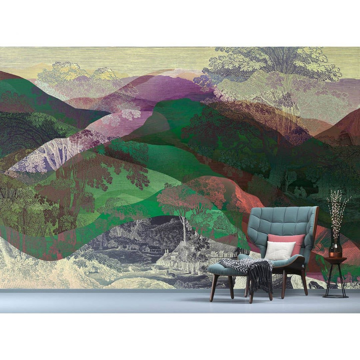 Livingwalls Fototapete Walls by Patel 3 Hidden Valley 1 grün, blau, braun, lila, rosa - WA327916