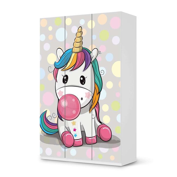 Möbelfolie IKEA Pax Schrank 236cm Höhe - 3 Türen - Rainbow das Einhorn - CR118620