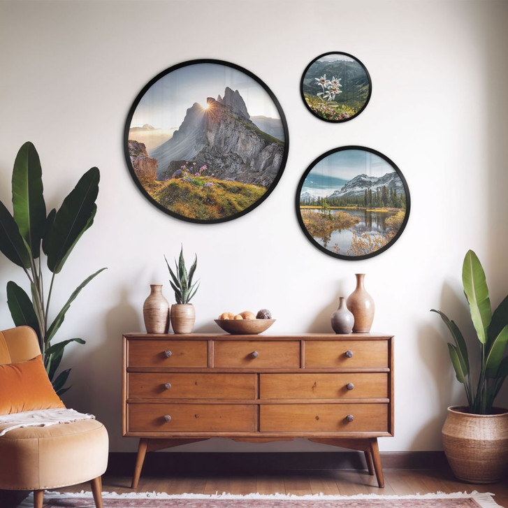 Poster-Set Beeindruckende Berglandschaften (3-teilig) - Rund - WA430858
