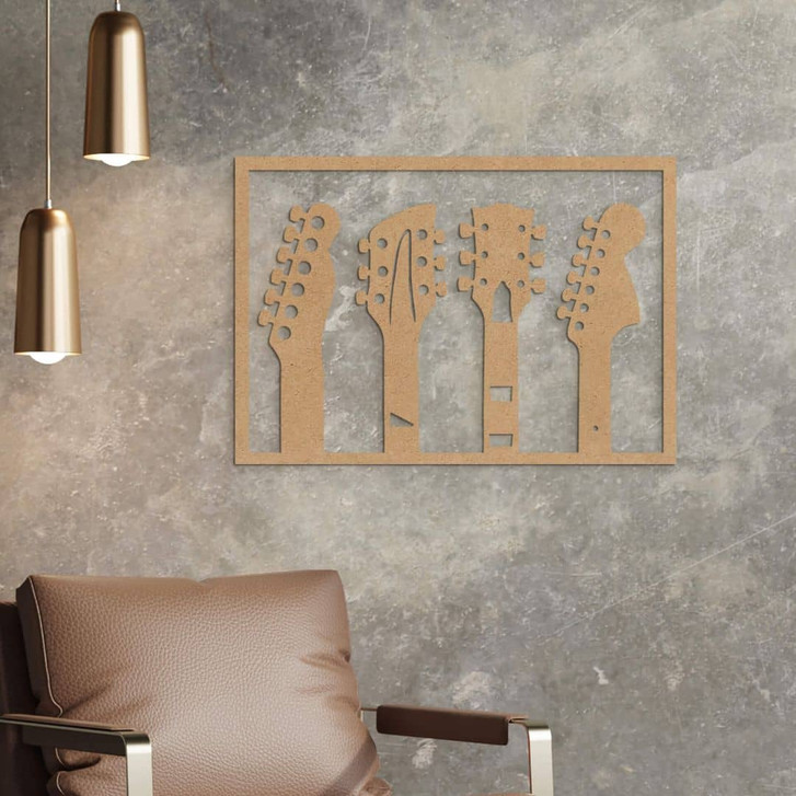 Wanddeko Gitarre - Kopfplatte - MDF Natur - WA417333