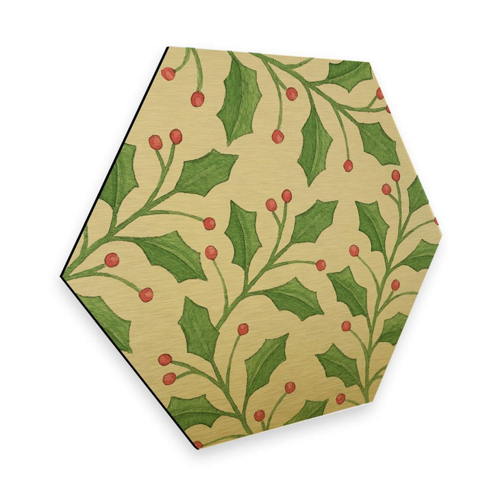 Hexagon - Alu-Dibond Goldeffekt Mistelzweige - WA272843