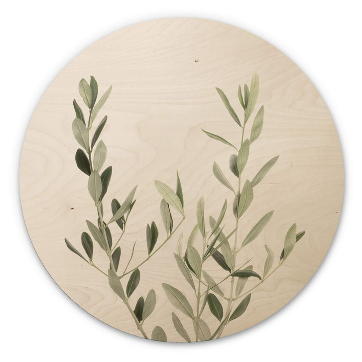 Holzbild Sisi & Seb - Olivenzweig - Rund - WA302768