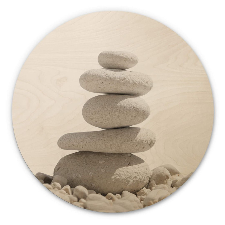 Holzbild Steine am Meer - Rund - WA355620