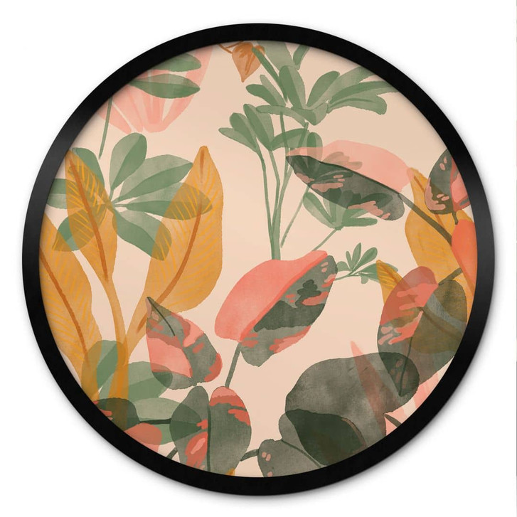 Poster Garten mit tropischen Pflanzen - Goed Blauw - Rund - WA473482