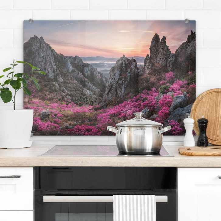 Spritzschutz Seo - Felsige Landschaft im Sonnenuntergang - WA381206
