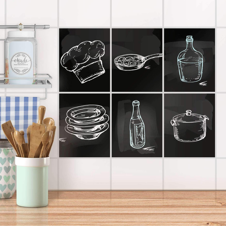 Fliesenaufkleber Set rechteckig - Kochspass - CR103162