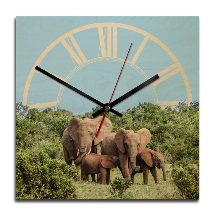 Holz-Wanduhr - Familienglück in Afrika - WA233410