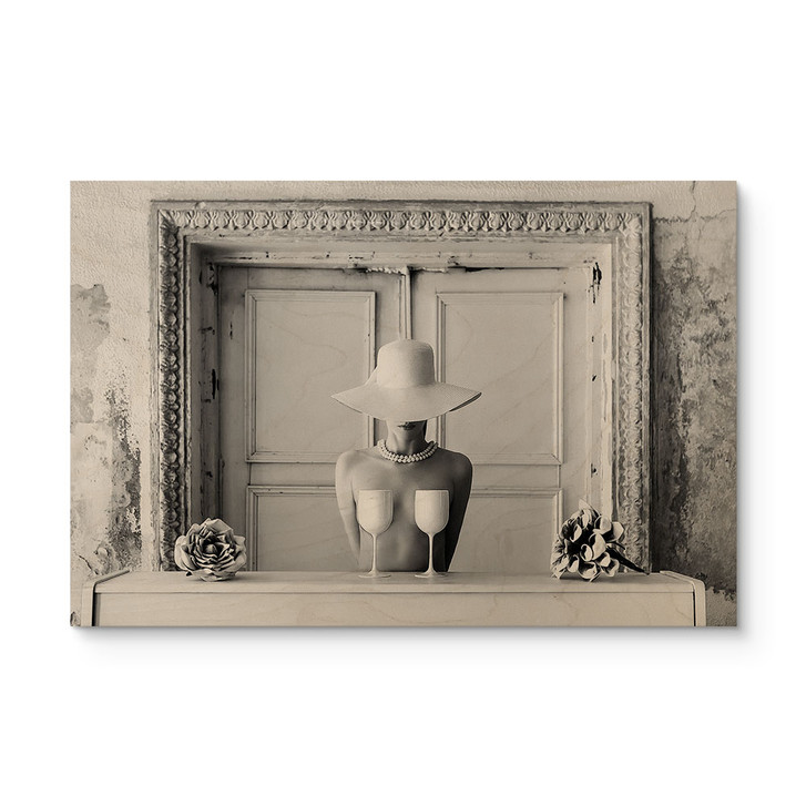 Holzbild Frau mit Champagner Gläsern - Bolgov - WA437090