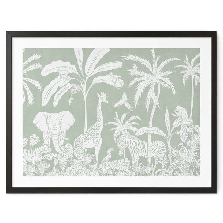 Poster Dschungeltiere in tropischem Grün - Kikki Belle - WA448138