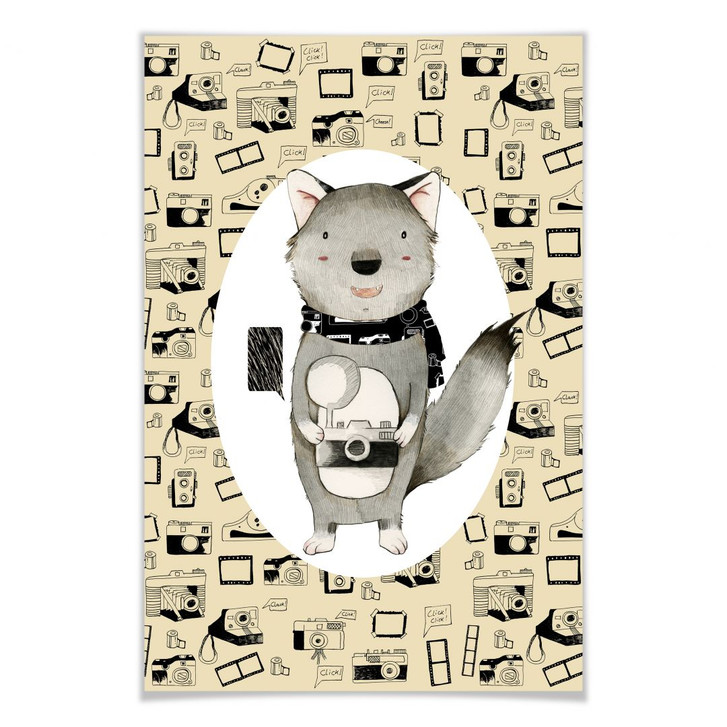 Poster Loske - Wolf mit Kamera - WA163894