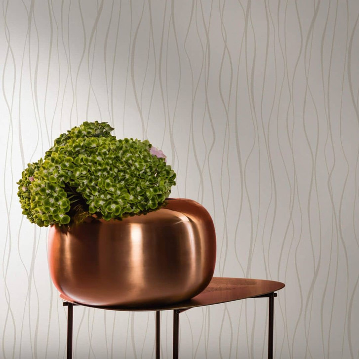 Vliestapete mit geschwungenen Linien weiss Welle - WA446209