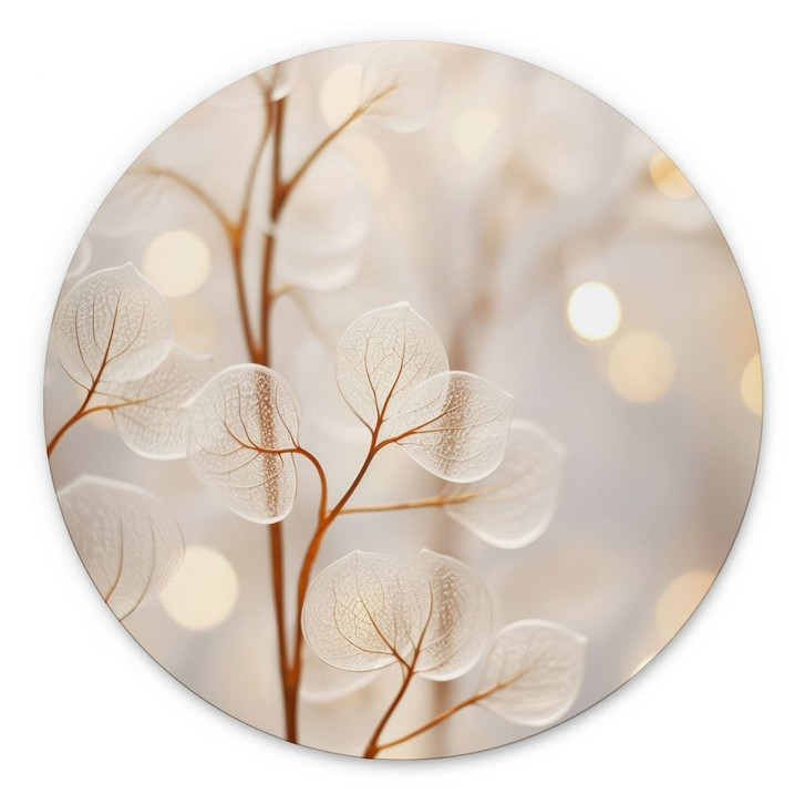Wandbild Filigrane Blätter Beige - Alu-Dibond - Treechild - Rund - WA492145