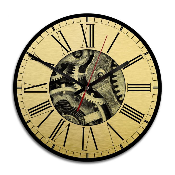 Wanduhr Alu-Dibond-Goldeffekt - Uhrwerk 02 - Ø 28cm - WA243310