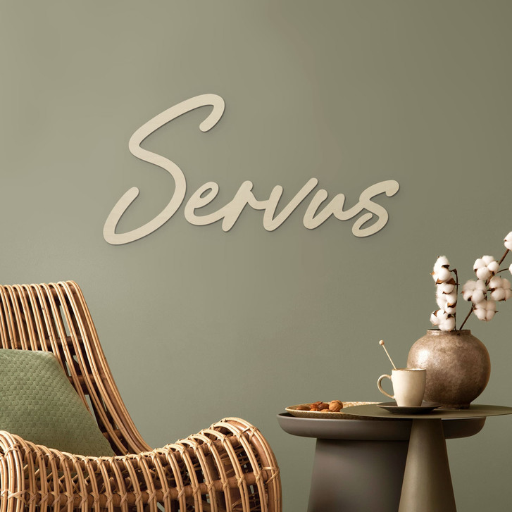 3D Holz-Schriftzug Servus für den Eingangsbereich - Pappel - WA515076