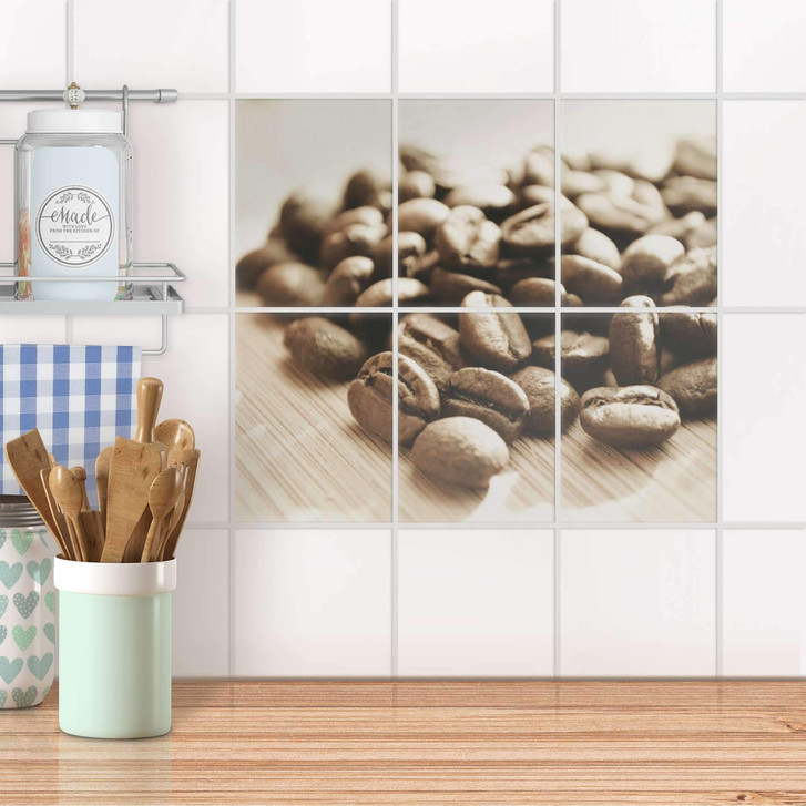 Fliesenaufkleber hoch - Coffee Beans - 6er Set - CR100503