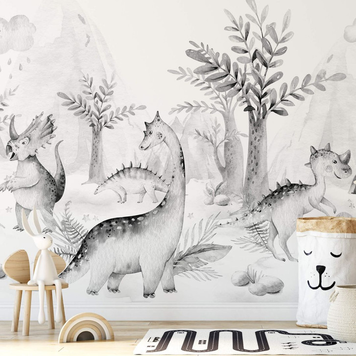 Fototapete Kvilis - Welt der Dinos - schwarz-weiss - WA302145