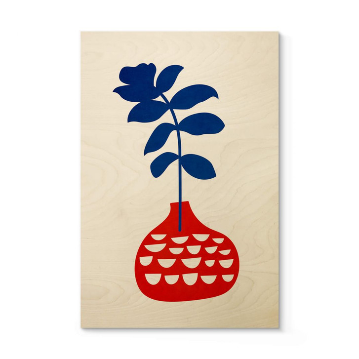 Holzbild Kubistika - Wildblume in roter Vase - WA401624