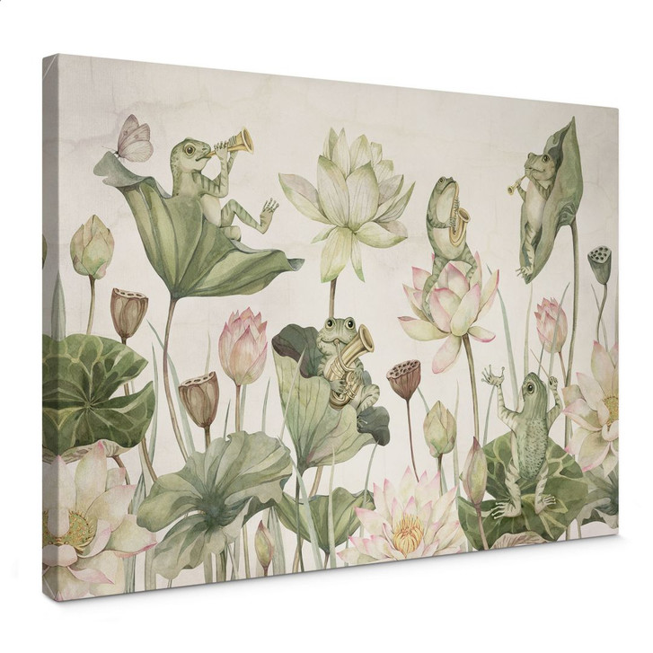 Leinwandbild Frosch-Orchester auf Seerosen - Kikki Belle - WA426637