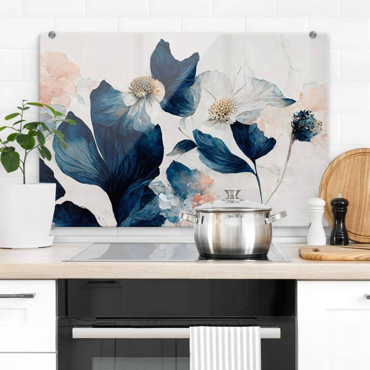 Spritzschutz Treechild - Blütenträume in Blau und Zartrosa - WA381209