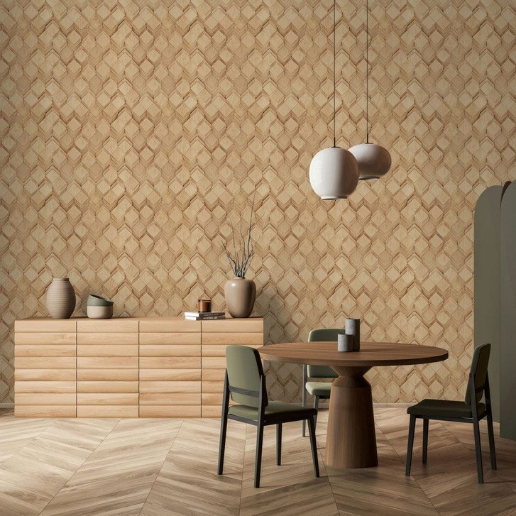 Vliestapete in beige, braun Rauten Illusion 3D-Optik Modern - WA451175