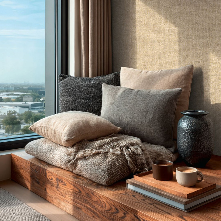 Vliestapete Jan Studio Sense & Surface Geflecht Beige Metallic - Stud!o Gewebe Rattan creme - WA492744