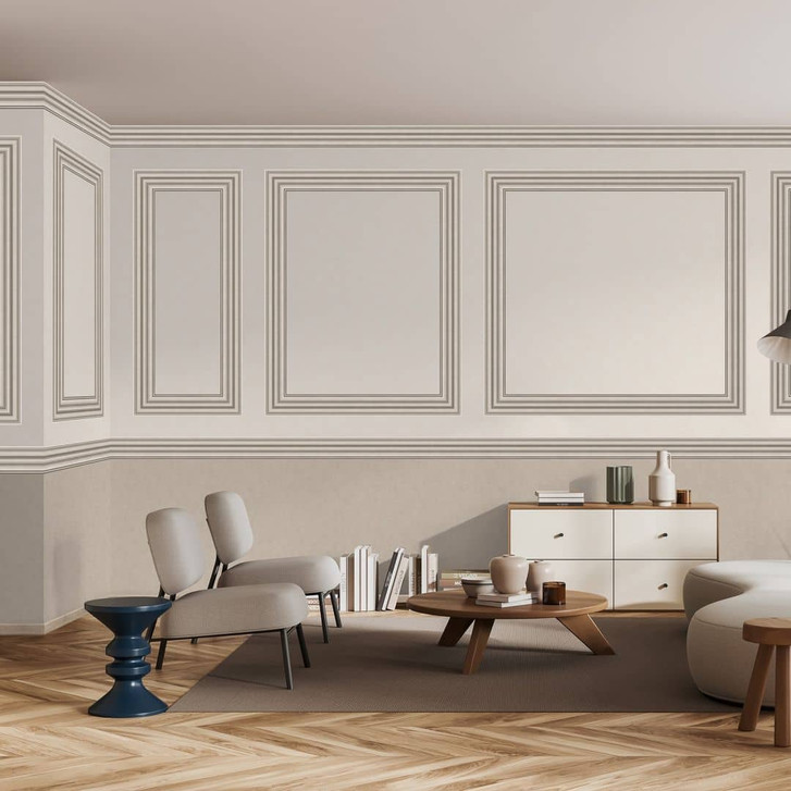 Bordüre in Grau mit Streifen für Wohnzimmer, Schlafzimmer 5.00 x 0.177 m - WA448709