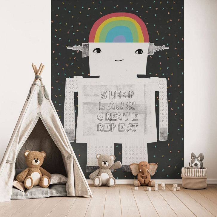 Fototapete, Kinderzimmer Tapete Regenbogen-Roboter Sleep Laugh Create - Treechild - WA493756