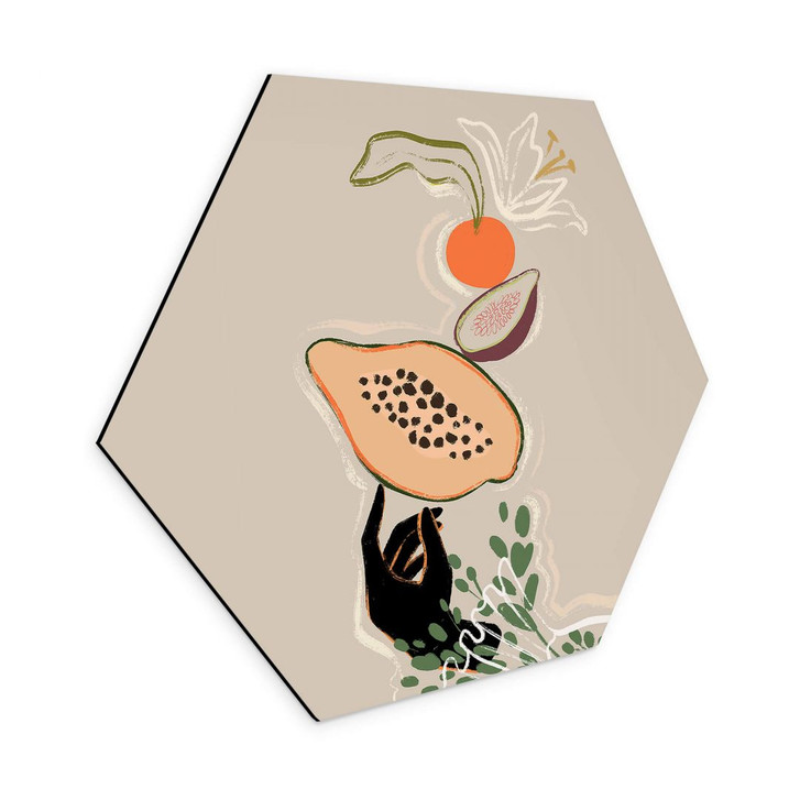Hexagon Wandbild Arty Guava - Papaya Balance - Alu-Dibond - WA393866