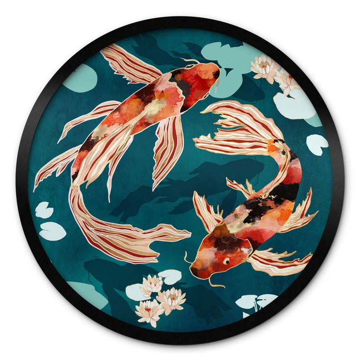 Poster Zwei Kois im Teich - SpaceFrog Designs - Rund - WA409607