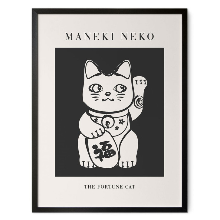 Schwarz-Weiss Poster Maneki Neko - Die Glückskatze - KsanaKalpa - WA433109