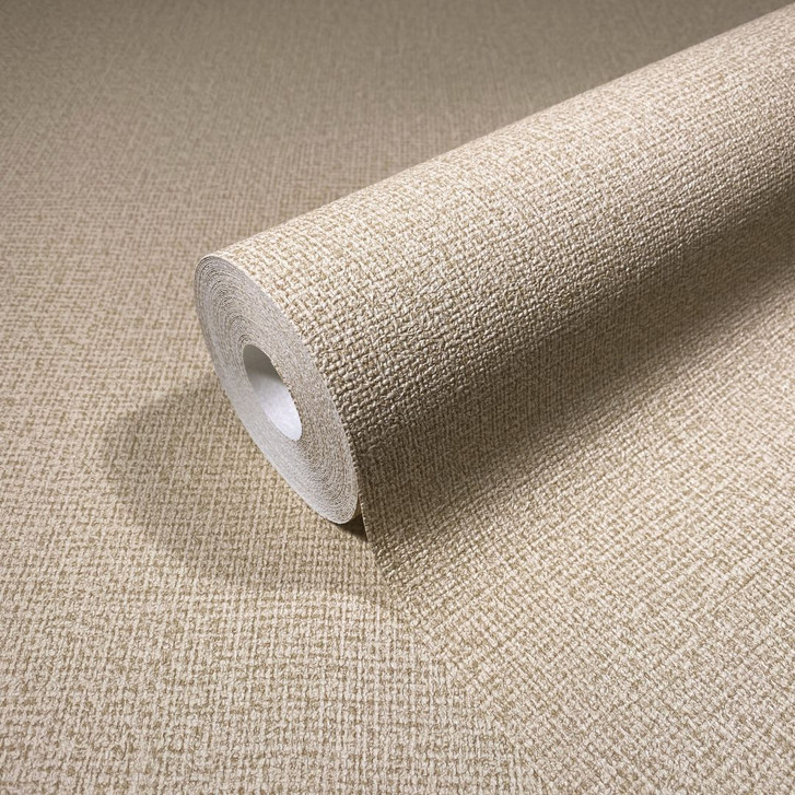 Vliestapete in textilem Uni beige Struktur - WA507979