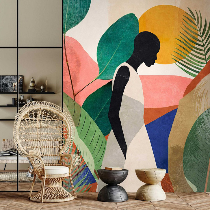 Fototapete Abstrakte Kunst - Silhouette vor Sonnenuntergang Motiv Vliestapete - WA386125