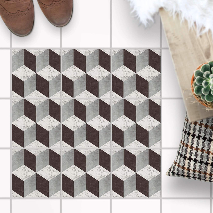 Fliesenaufkleber Boden - 3D Marmor Cubes - CR100001
