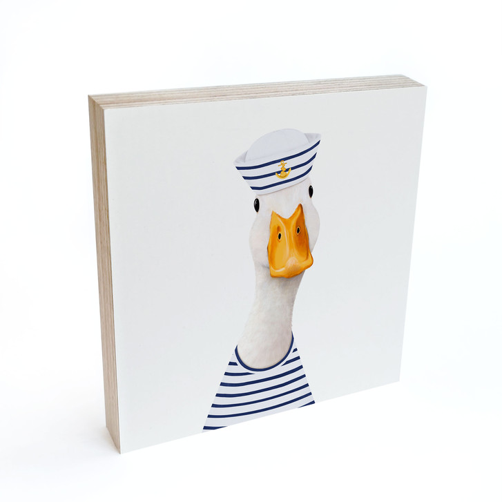 Holzbild zum Hinstellen - Maritimer Gans-Seemann - Korenkova - 15 x 15 cm - WA511651