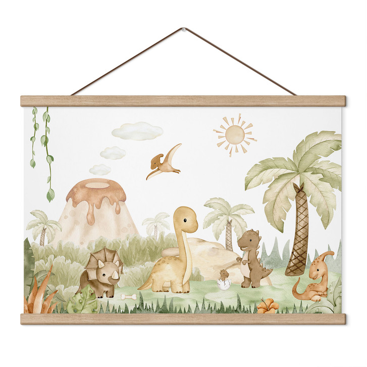 Kinderzimmer Stoffbild Kleine Dinos auf grosser Entdeckungsreise - Oliver Robins - WA518280