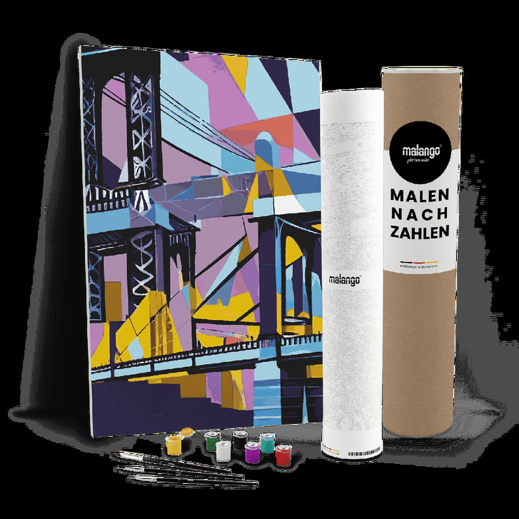 Malen nach Zahlen Leinwandbild - New York Manhatten Bridge abstrakt - WA447656