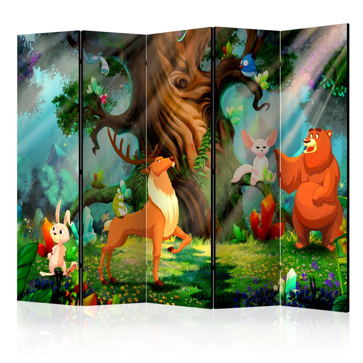 Paravent, Raumteiler freistehend, Trennwand - Bär und Freunde, 5-teilig - 225 x 172 cm - WA455864