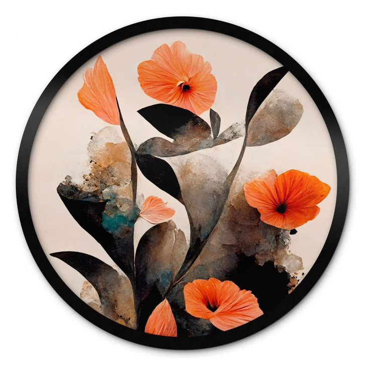 Poster Korallenrote Mohnblumen - Treechild - Rund - WA409012