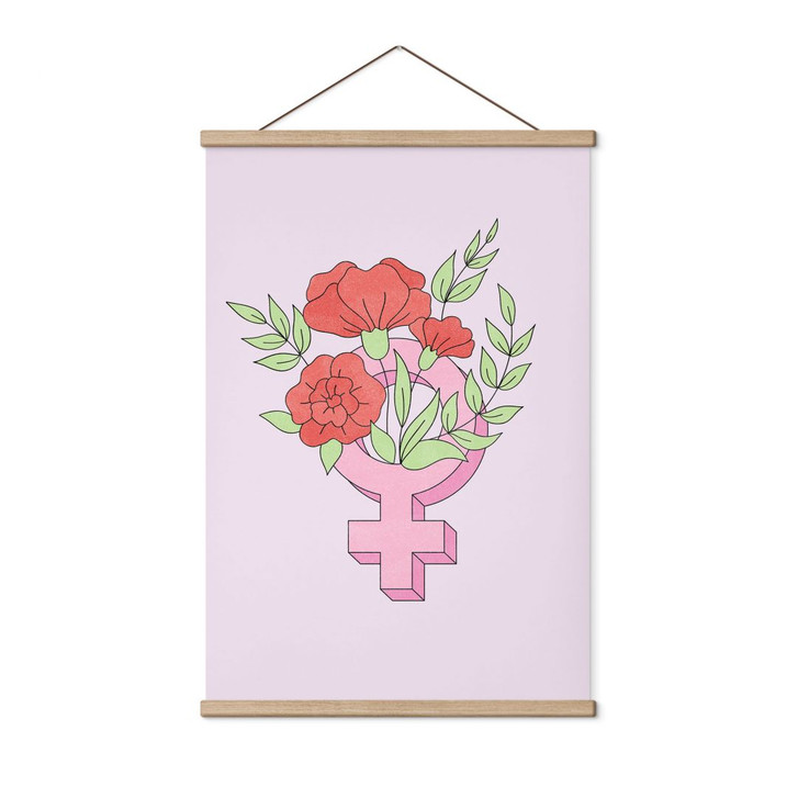 Stoffbild Venuszeichen mit Blumen - WA500609
