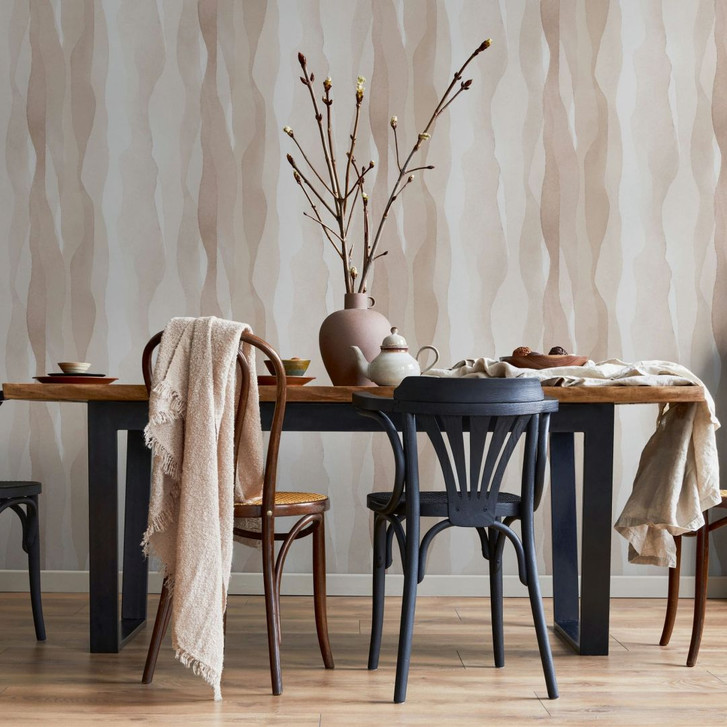 Vliestapete in Beige Grau Abstrakte Streifenoptik Grafisch Modern - WA457161