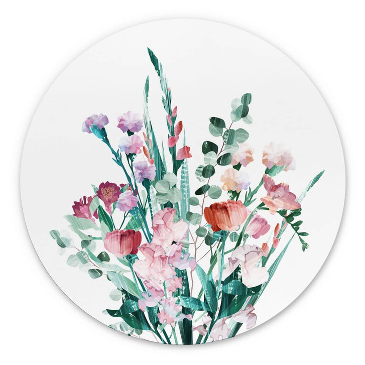 Wandbild Wildblumen Bouquet im Frühling - Goed Blauw - Alu-Dibond Rund - WA479884