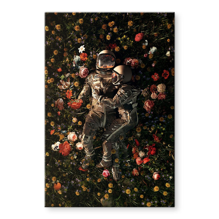Acrylglasbild Astronauten auf einer Blumenwiese - Nicebleed - WA393102